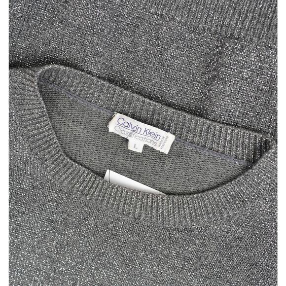 Vintage 90s Calvin Klein Metallic Gray Wool Blend Sweater size M L - Picture 7 of 7